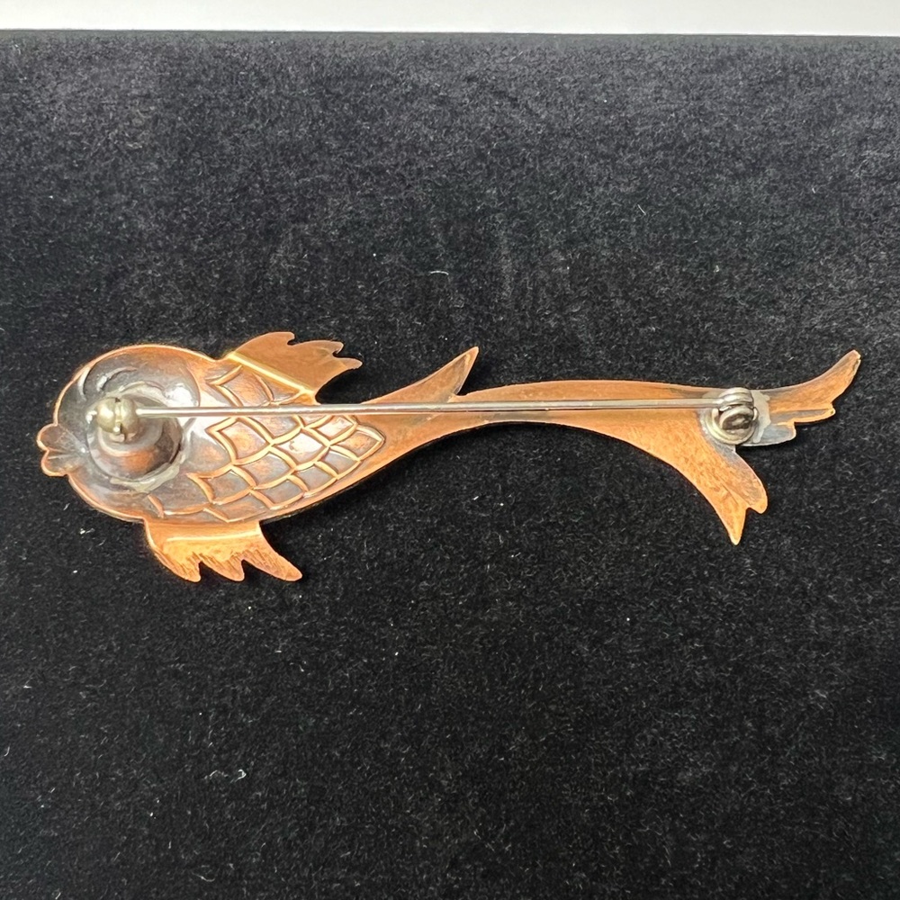 Copper Goldfish Brooch Pin View 4